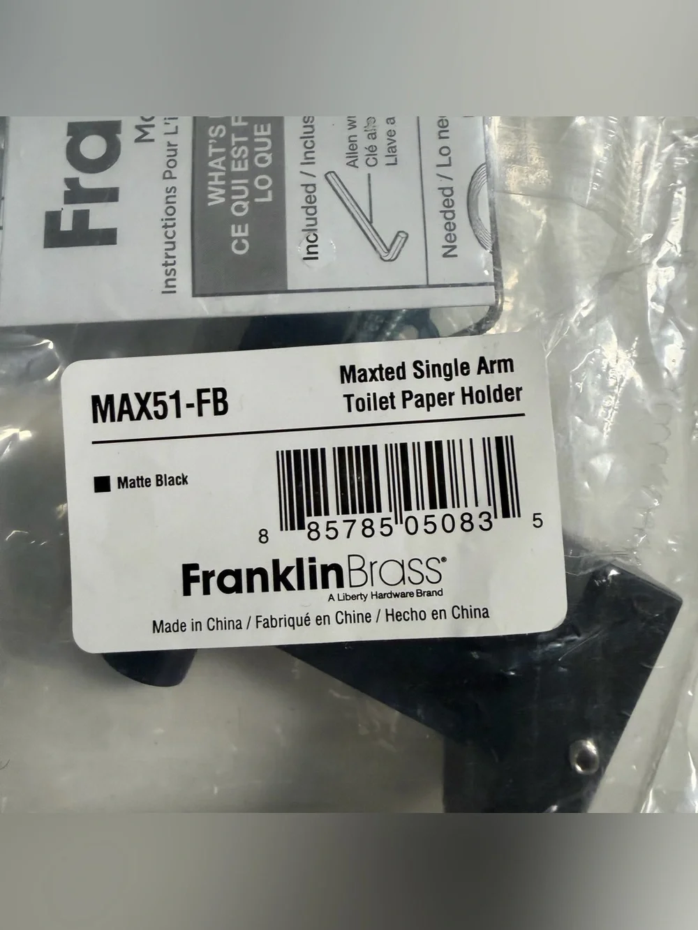 Franklin Brass Maxted Wall Mount Single Toilet Paper Holder Hardware Matte Black